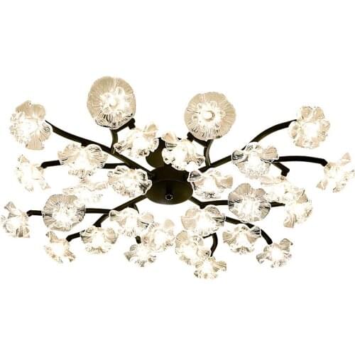 Post Modern Romanticism Iron Body Glass Lampshade Ceiling Lamp Dining Room Light Fixture Bedroom Decor Kitchen LED Lighting