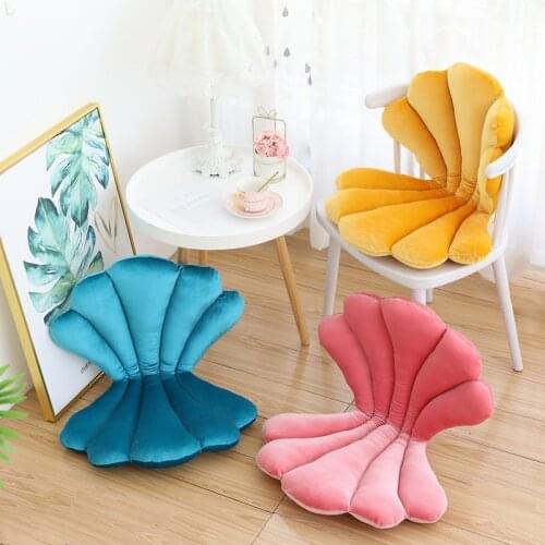 Luxury Velvet Shell stuffed Chair Seat Cushion Art style Shell Back Cushion Blue Rose Princess Sea shell Home Pillow Decor