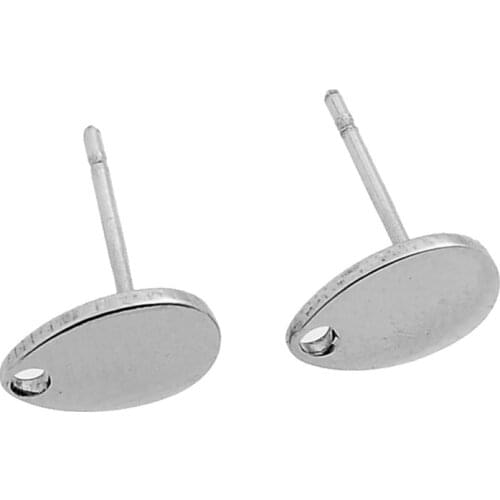 DoreenBeads Stainless Steel Earring Studs W/ Stoppers Teardrop dull silver color 8.0mm x 5.0mm,5Pairs