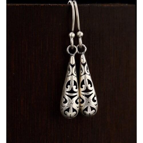 Earings Fashion Jewelry Coin, Retro L&p, Water Drop, Hollowed Out Pattern, Ladys Earrings, Sterling Earrings Wholesale