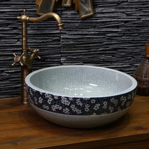 Blue And White Chinese Antique ceramic sink wash basin Ceramic Counter Top Wash Basin Bathroom Sinks ceramic vanity top sink