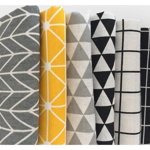 Nordic style gray Black white grid stripes Hemp Cotton and linen fabric DIY Home textile Tablecloth pillow Patchwork fabri