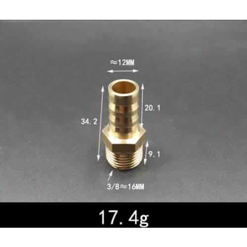 Thicken DN10 3/8" BSP Male x 12mm Hose Barb Tail Brass Coupling Joint Pipe Fitting Water Gas