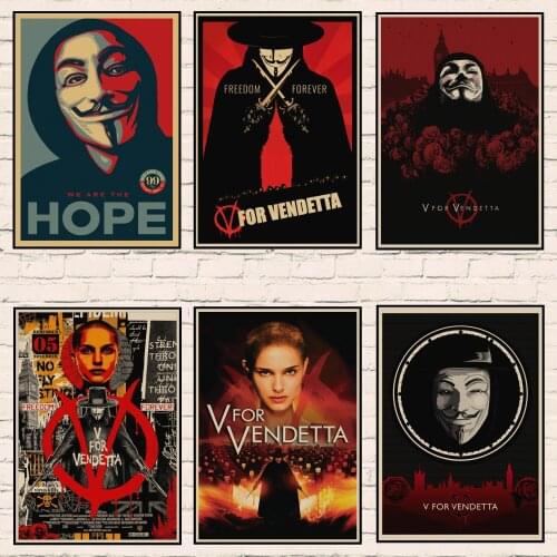 V for Vendetta Poster Vintage Classic Retro Movie Poster Wall Stickers Prints High Quality for Bar and Home Decor