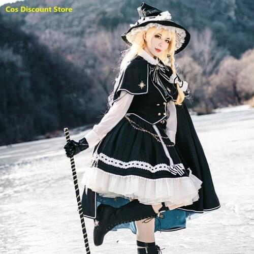 STOCK Game Touhou Project Kirisame Marisa Cospaly Costume Amine Suit Sizes L-XL Custom-made 2021 New