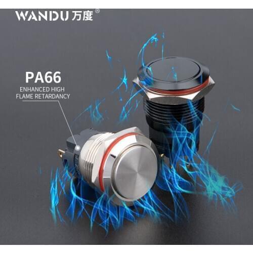 WD19mm Stainless Steel 1NO1NC No lamp Metal Push Button Switch