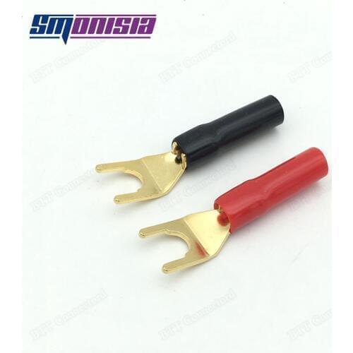 Smonisia Y-Shaped Fork-Like Banana Plug Connector for Stereo Sound Box Loudspeakers