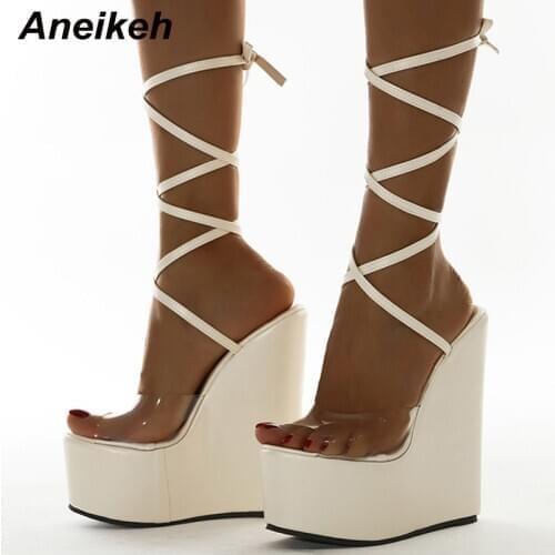 Aneikeh NEW Sexy Femmes Chaussures Wedges Strap Sandales Summer Peep Toe High Heel Fashion Ladies Gladiator Party Women Shoes