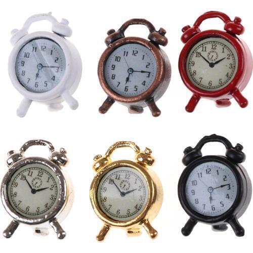 1pcs 1:12 Scale Alarm Clock Mini Home Decoration Dollhouse Miniature Toy Doll Kitchen Living Room Accessories 1.5 x 0.5 x 1 cm