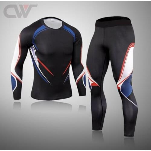 2Pcs/Set Mens Tracksuit Sport Running Set Men Compression Suit Basketball Tights Gym Clothes Jogging Gym Fitness Sportswear