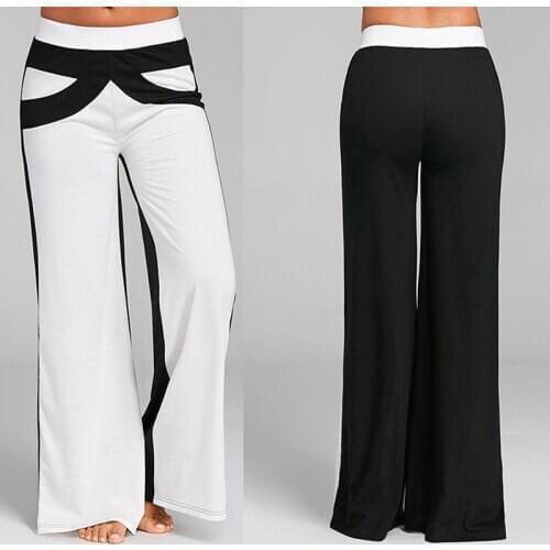 2020 New Women Wide Leg Pants Fashion Colorblock High Waist Sweatpants Women Plus Size Casual Loose Sweatpants Hot Sale