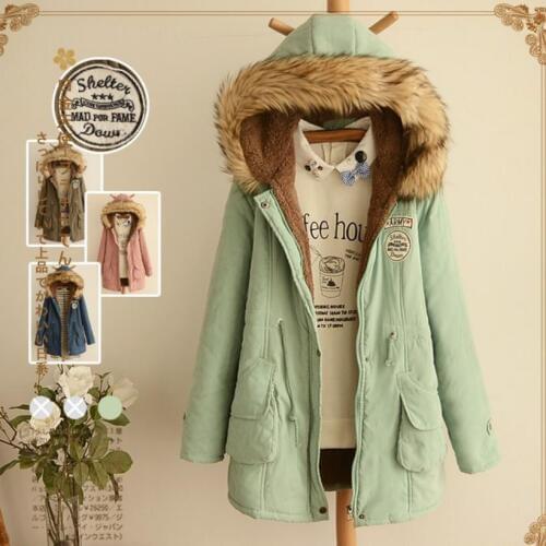 2020 winter ladies casual hooded plus velvet thick warm fur collar cotton-padded jacke coat plus size 2XL