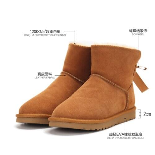 2021 ankle shoes woman leather snow boots australia winter shoe women boot lady buty red pink black fur bot big size