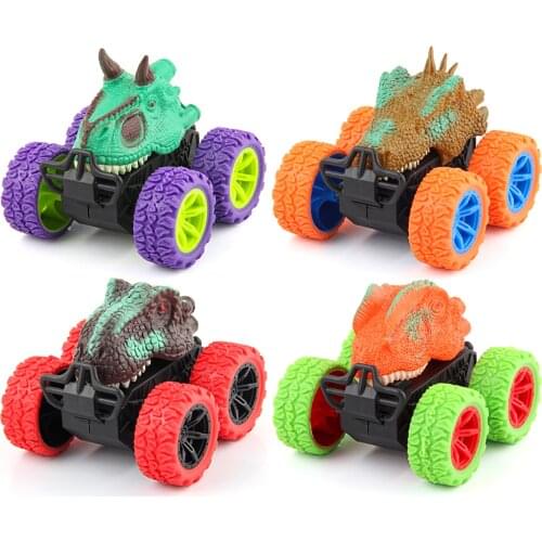 4pc Kids Pull Back Dinosaur Model Toys Baby Car Pull Back Car Dino Toy with Big Tire Wheel 3-14 Years Old Boy Girl Creative Gift