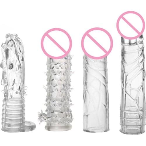4 Types Thicken Penis Enlarge Sleeve Reusable Condom Cock Extender Delay Ejaculation Sex Toys For Men Intimate Goods Sex Shop