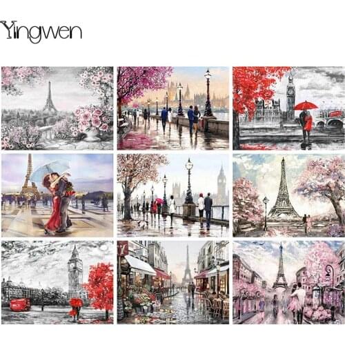 5D Diamond Painting Paris Street Scene Cross Stitch Couple Pictures Mosaic Eiffel Diamond Embroidery Romantic Home Decoration