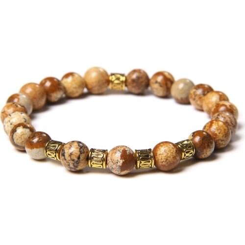 Natural Stone Beads Female Male Bracelet Long Tube Spacer Map Picture Stone White Howlite Beaded Creative Attractive Bracelets