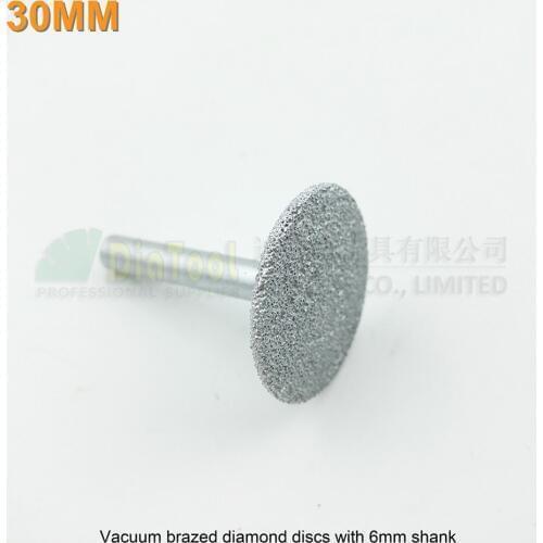 DIATOOL Diameter 30mm Vacuum Brazed Diamond Discs 6mm Shank Mini Diamond Saw Blade For Cutting Grinding Engraving Granite Stone
