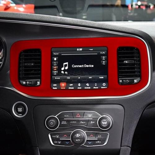 For Dodge Charger 2016-2021 Suede Car Center Navigation Panel Frame Cover Trim Styling Sticker