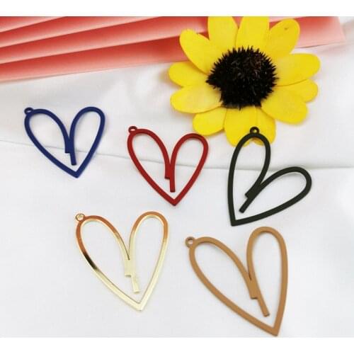 10pcs/Lot Earrings DIY Accessories Heart Design Enamel Metal Charms Hollow Out Lovely Heart Simple Pendant Charm Jewelry Make