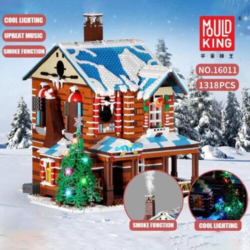 MOULD KING Building Blocks Creative Toys Streetview The LED Light Christmas House Model Sets Bricks Kids Toys Christmas Gifts