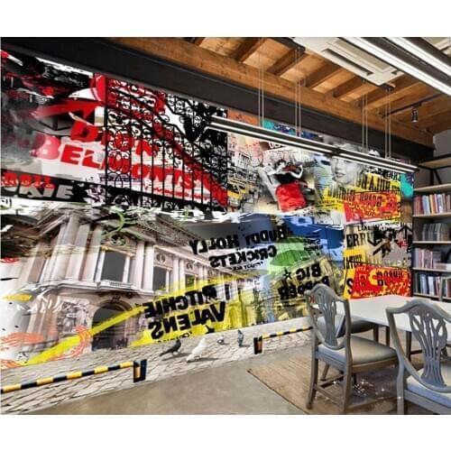Custom photo wallpaper for walls 3 d wallpaper murals Nostalgic European and American rock graffiti living room background wall
