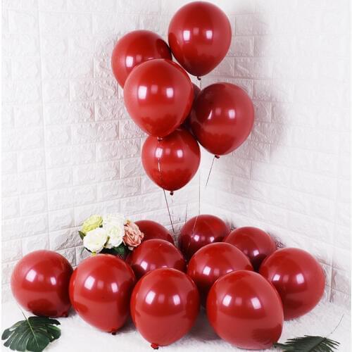 Kuchang 10PCS 20PCS 50PCS 5inch 12inch Ruby Red Glossy Metal Pearl Latex Balloons Chrome Metallic Color Wedding Party Decor