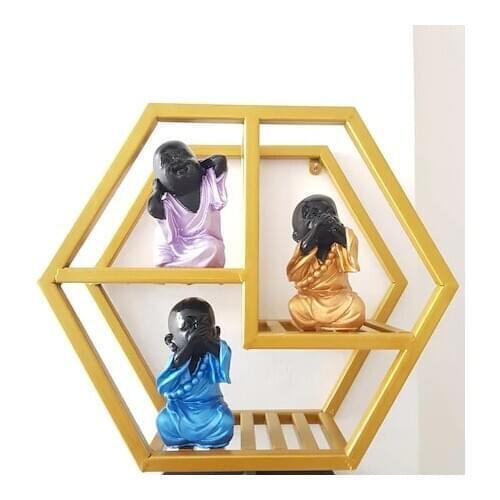 Living Room Gold Shelves Modern Geometric Nordic Style Creative Shell Decoration Metal Storage Holder Rack 6 corners