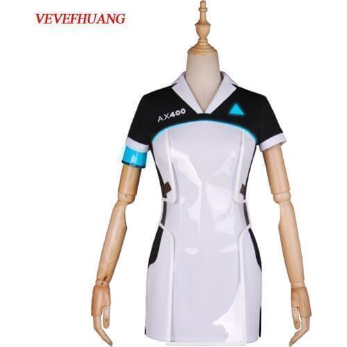 VEVEFUANG Game Detroit: Become Human KARA Cosplay Costume Code AX400 Agent Outfit Girls Cute Dress Halloween Carnival Uniforms