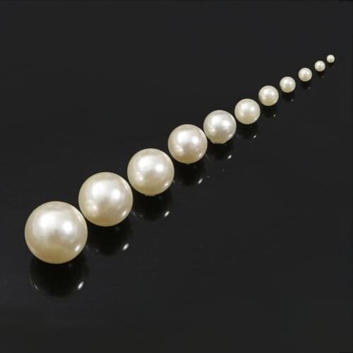 No Hole Ivory Color Round plastic Acrylic pearl Craft ABS Imitation Pearl Resin Scrapbook Beads DIY Decorate