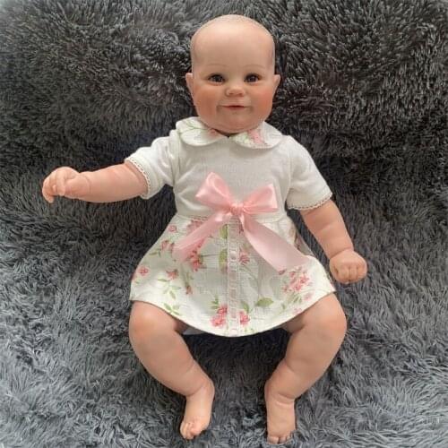 D7WF 60cm/23in Large Size Girl Doll with Lovely Dress Eyes-Open Lifelike Newborn Caucasian Reborns for Toddler 1month & Above