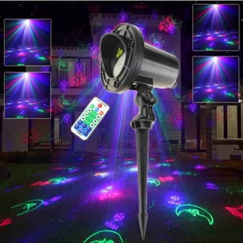 ESHINY Outdoor WF RGB Laser Snow Patterns Projector Coffee Holiday Party Xmas House Tree Bar Wall Landscape Garden Light N65T84