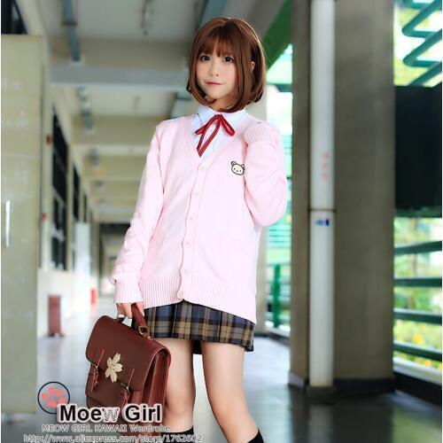 Cute Japanese Anime Rilakkuma Relax Bear Sailor Sweater Long Sleeve Cardigan Cosplay Winter