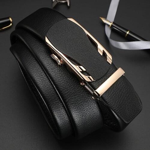 Men Automatic Buckle Belts High Quality Genuine Leather Belts for Men Fashion Business Work Simple Designers Brand Strap ZD2108