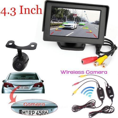 Night vision 2.4 Wireless HD Reversing Backup Wide Angle CCD Rear View Camera + 4.3" TFT LCD Car Reverse Rear View Monitor