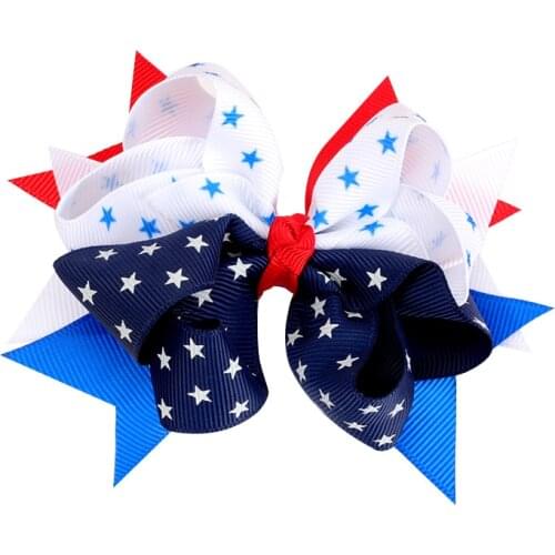 Oaoleer Baby Girl Ribbon Hair Bows Clips Bow-knot Print Grosgrain Ribbon Hair Bows With Clip Kids Handmade Hair Accessory