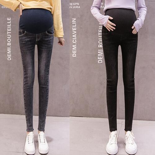 Autumn and winter new maternity jeans fashion wild self-cultivation slimming feet pants stretch pregnant women jeans
