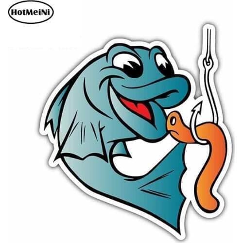 HotMeiNi 13m x 11.6cm Fisherman Fish Fishing Worm Bite Hook Funny Car Stickers and Decals Creative Bumper Trunk JDM Decor
