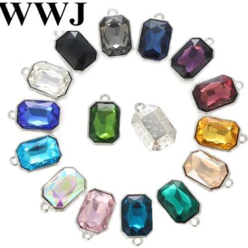 10x14mm 20pcs 1 Loop Oblong Octagon Crystal glass loose rhinestones Pendant/Bracelet/diy clothing accessories