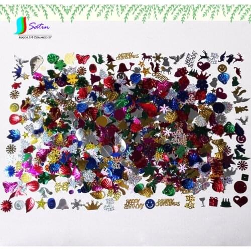 Mixed Color Heart Star Animal Smile Round Shape PVC Sequin DIY Festivals Party Decoration Garment Dance Clothes Sequins S0248N