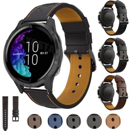 Wrist Straps For Garmin 245 Leather Watch Bands Sports Forerunner 245M/645/Vivoactive 3/4/Venu/Venu SQ Bracelet Watchband Correa