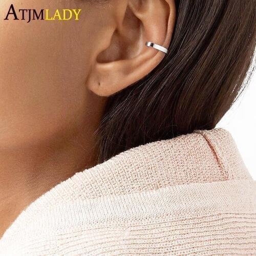 925 sterling silver Handmade curve bar creative earrings stack ear cuff No Piercing minimalist wire wrap Jewelry gifts 1 pcs