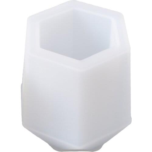 Silicone Mold Silicone Cup Resin Silicone Mold Hexagon Pen Holder Shape Epoxy Mold For Resin Coaster Flower Pot Diy Pen Holder C
