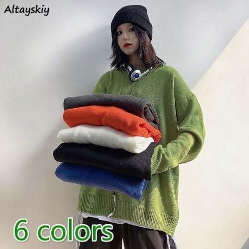 Sweaters Women Loose Autumn 2020 New Korean Elegant Knitted Warm Female Pullovers Fashion Solid Green All-match Basic Casual Ins