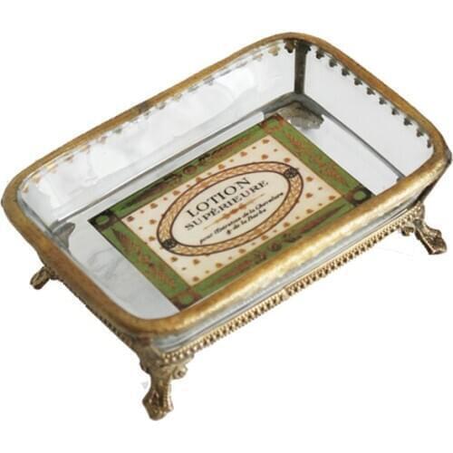 Handmade Glass with Brass Vintage Creative Knot Soap Soap Box Holder Jewelry Bathroom Storage Lucky Gift