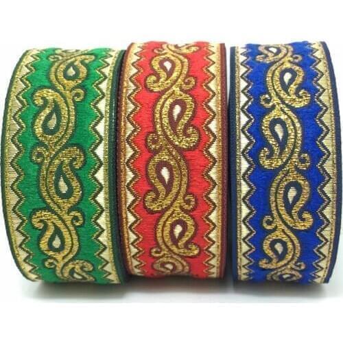 ZERZEEMOOY 9yards/lot wide 33MM Christmas Woven Jacquard Ribbon Paisley design for curtain and clothing accessory