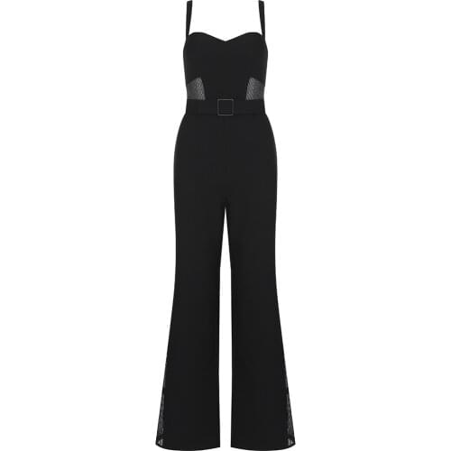 2021 New Summer Black Jumpsuits Sexy Spaghetti Strap & Long Pants Fashion Sequins Womens Clothing Party Rompers Jumpsuits