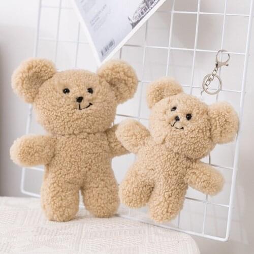 1PC 18/24cm Lovely Teddy Bear Plush Pendant keychain Stuffed Cute Smile Mini Bear Doll Girls Gift Kids Baby Christmas Brinquedos