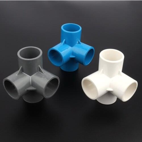 1pc 40mm PVC Pipe Connector Stereoscopic 4Ways Drip Irrigation Fittings Aquarium Tank DIY Tube Adapter Garden Water Connectors