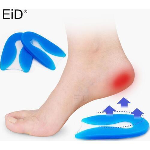 100% Silicone Gel Foot pain U-Shape Plantar Fasciitis Heel Protector Heel Spur Cushion Pad Shoe Inserts Insole for Men and Women